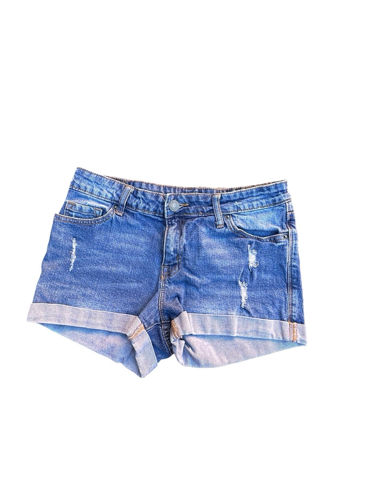 BDG Women’s Mid Rise Alexa Blue Denim Cuffed Shorts size 28