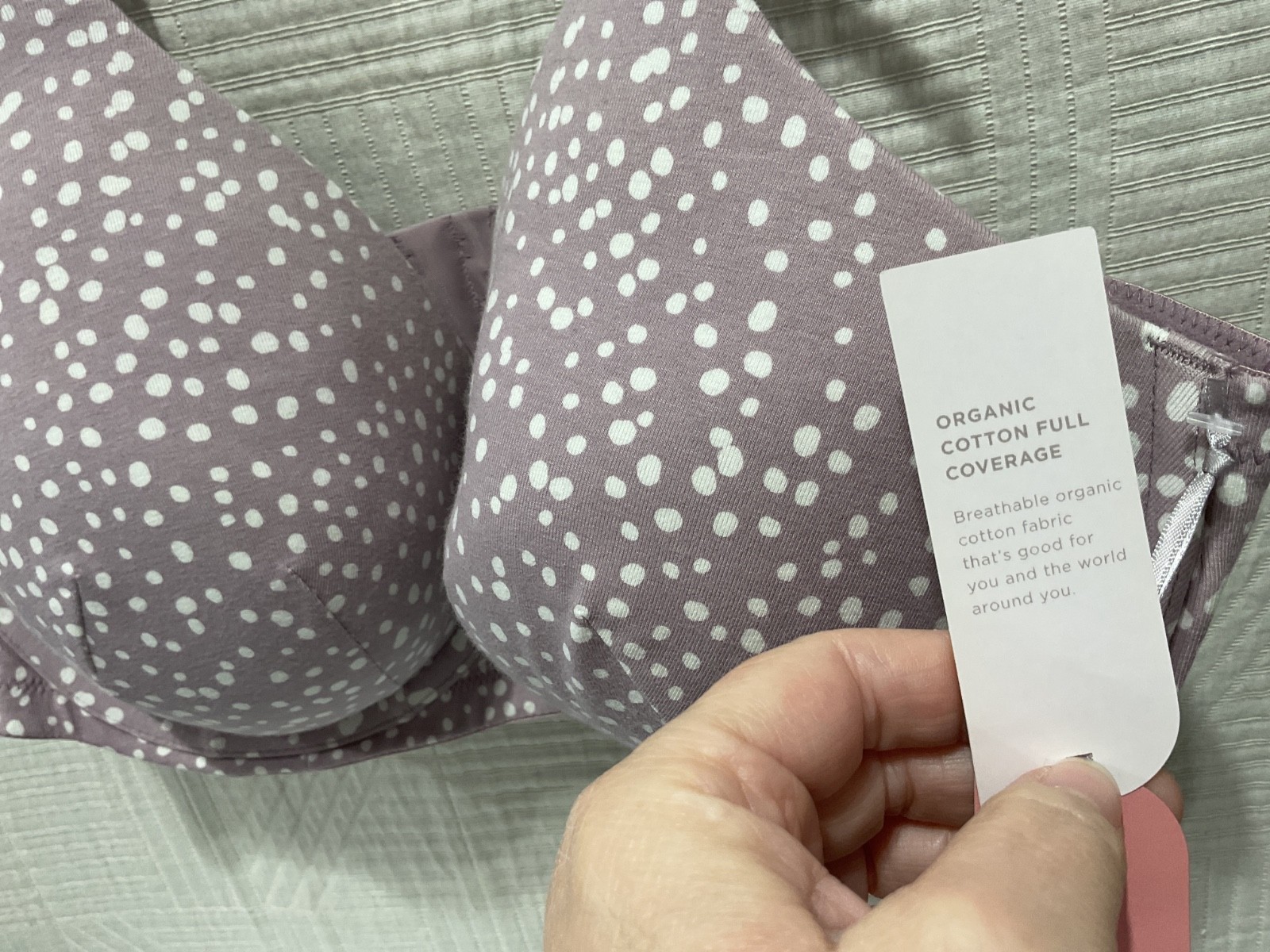 ambrielle organic cotton full coverage bra lavender abby dot ast sizes