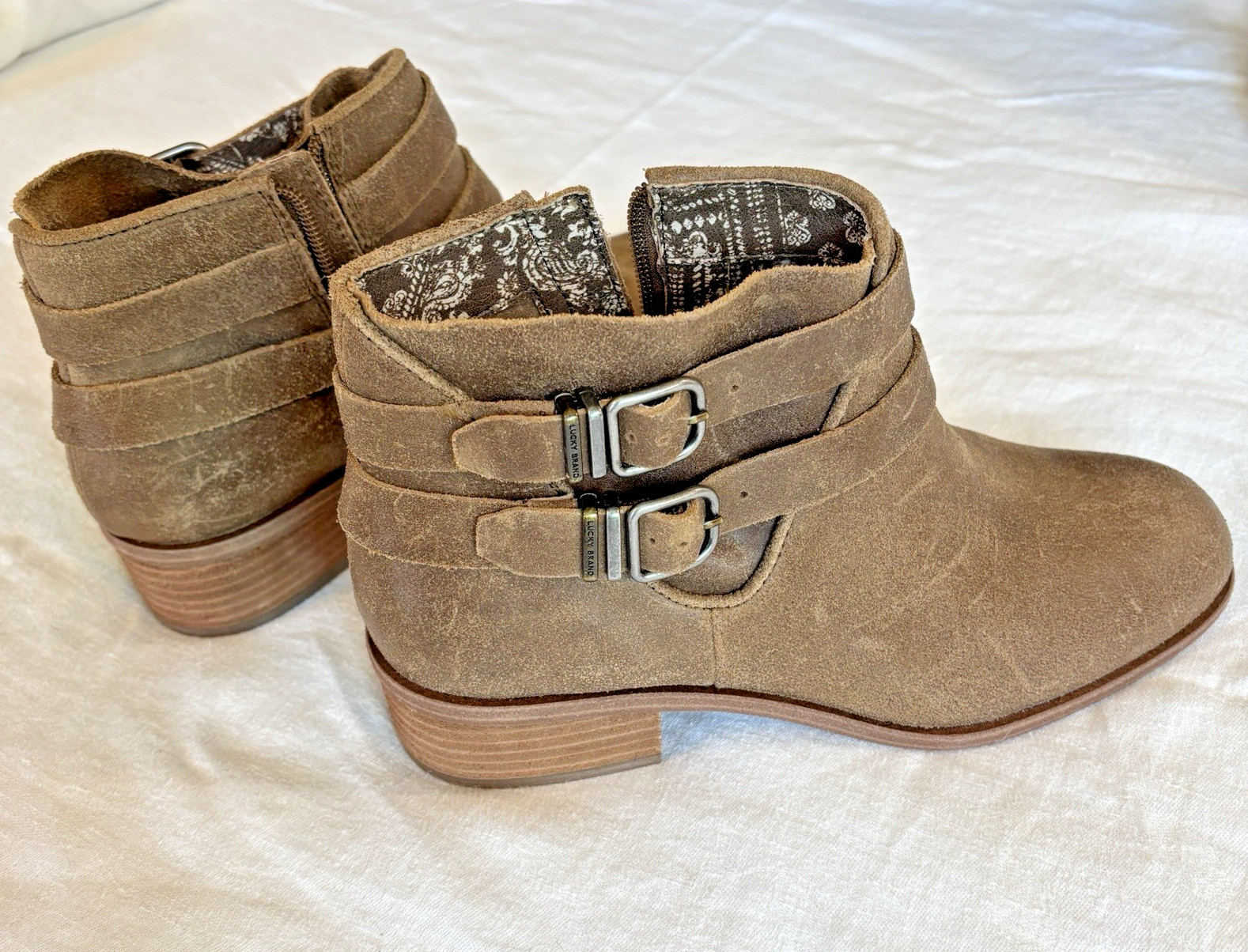 Lucky Brand Befind Booties Leather Tan Size 8 Ankle Boots