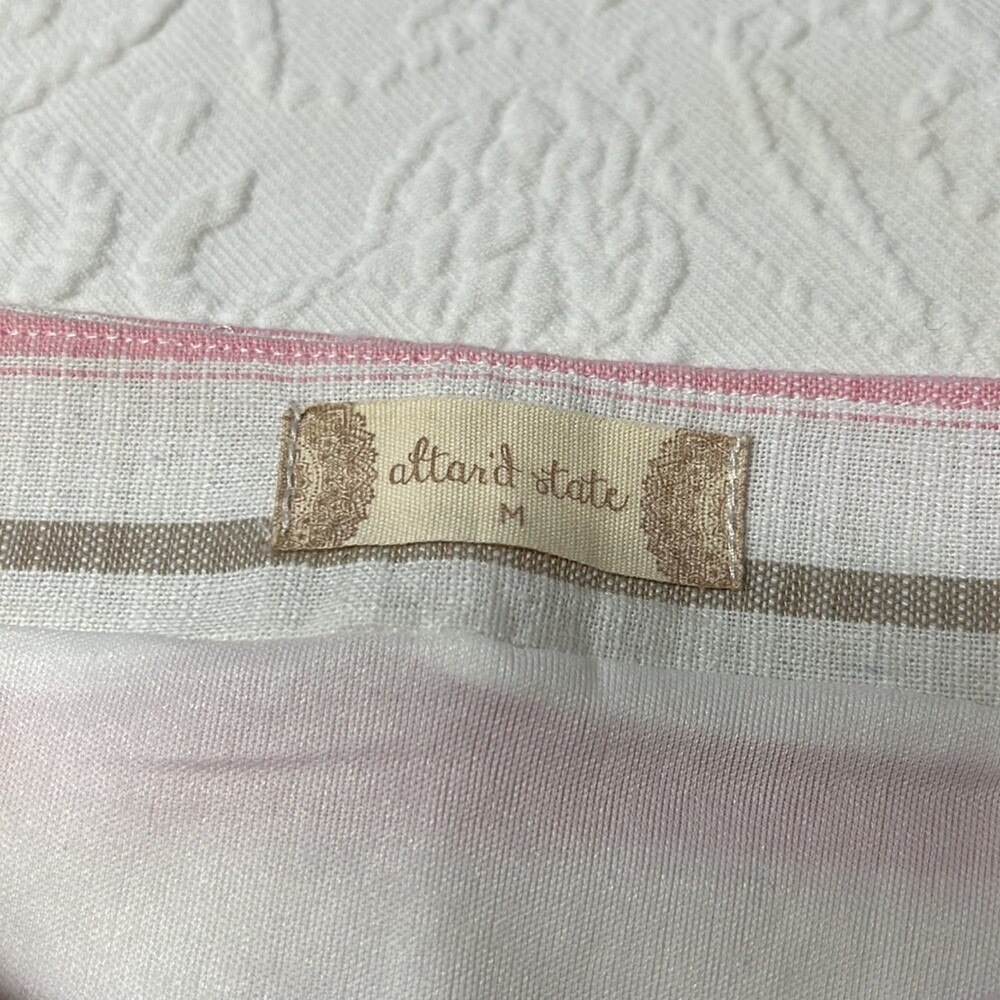 Altar’d State nwt pink blue white stripe hemp/cotton blend lined skirt sz med