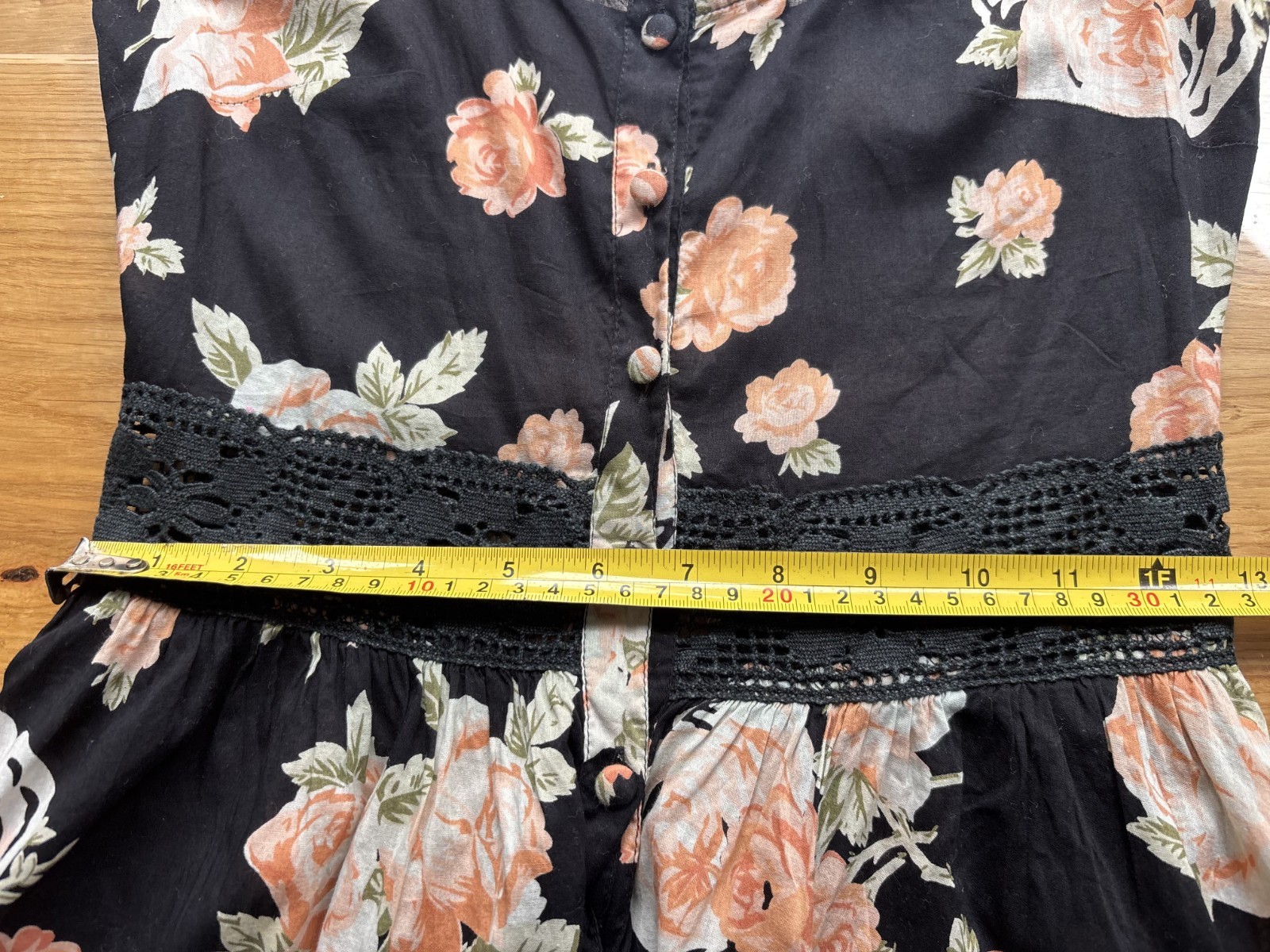 Topshop black peach coral floral round neck sleeveless knee length dress 6