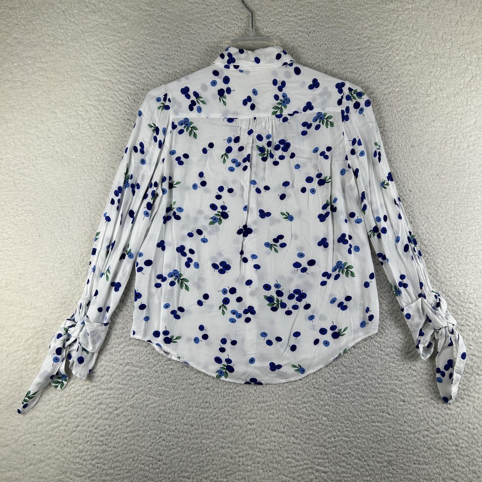 Maeve Shirt Womens 8 Blithe Blueberry Button Up Tie Sleeve Anthropologie