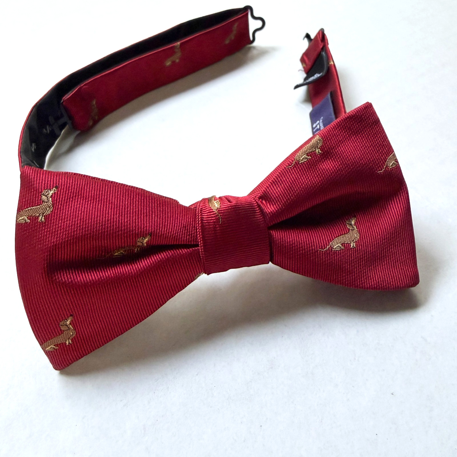 Stafford Dachshund Bow Tie Repp Red Dogs Pre Tied Adjustable Poly