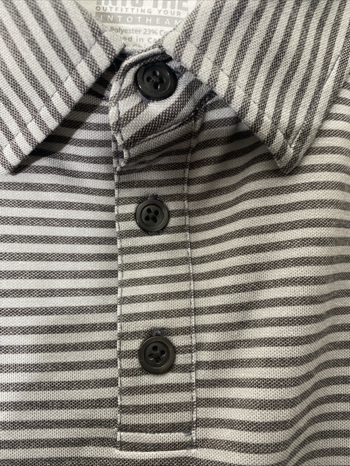 Into the Am performance polo Shirt Sriped Gray Black Golf Mens Size XL