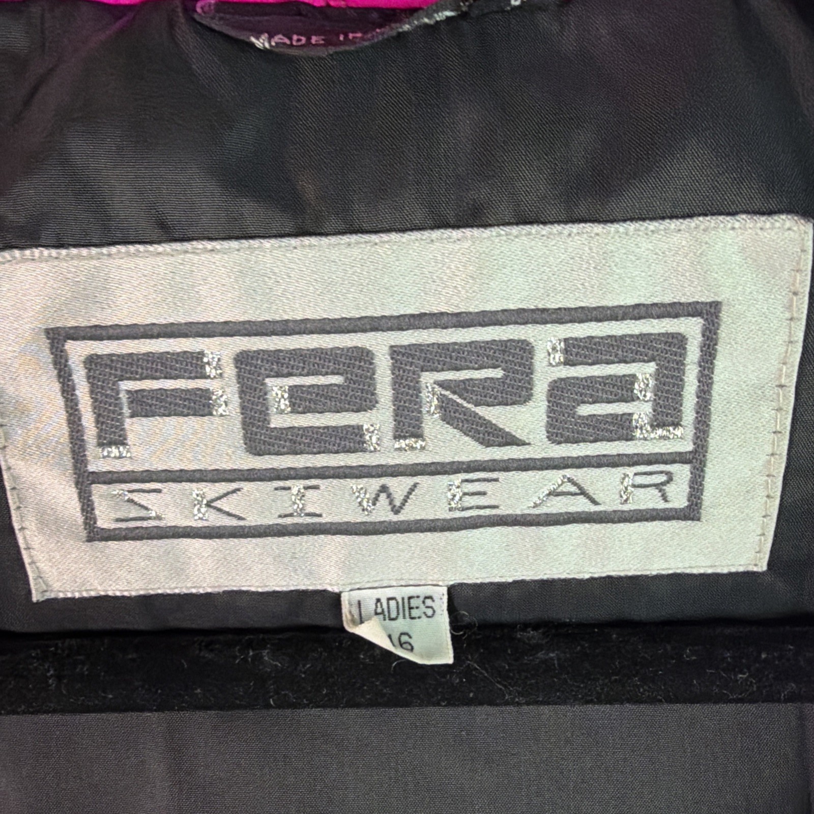 VTG FERA SKIWEAR Women’s Sz 16 Colorblock Zip Snap Pockets Hooded Jacket 90’s