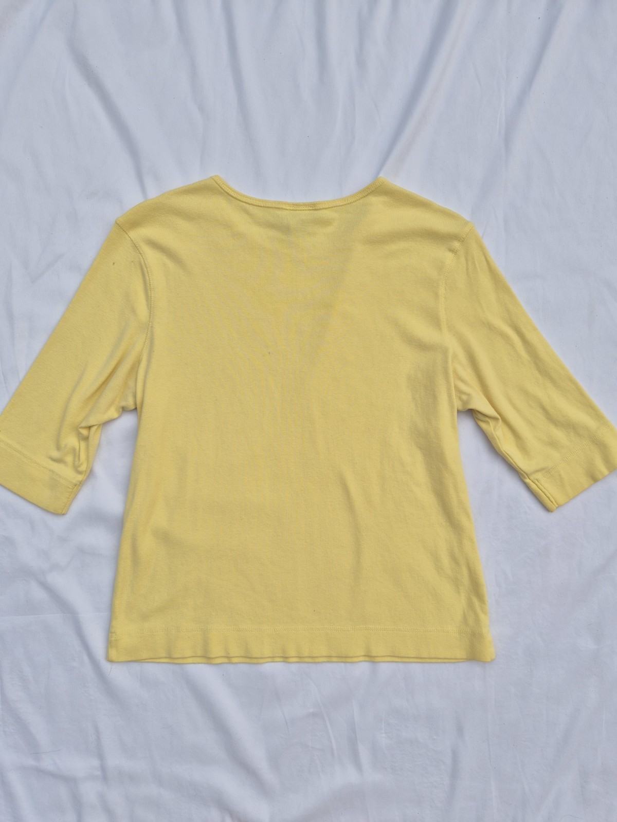 Vintage Old Navy TShirt Womens Large Butter Yellow 1/2 Sleeve 100% Cotton