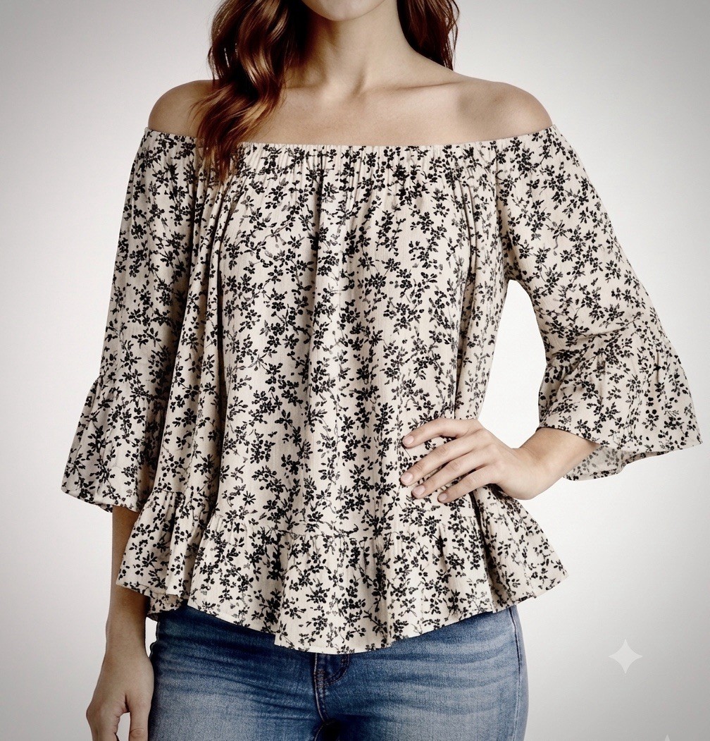 Denim & Supply Ralph Lauren Floral Vanetta Off-Shoulder Peasant Blouse S