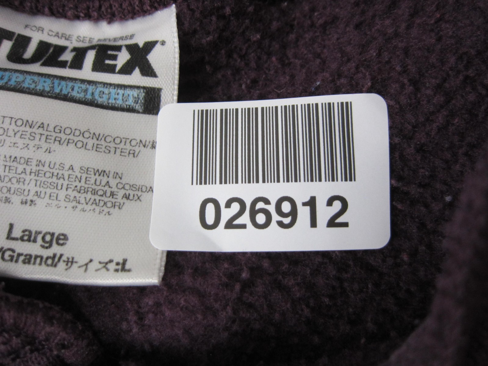 Vintage Tultex Sweatshirt Adult Large L Purple Henley Fleece 90s Sweater Casual