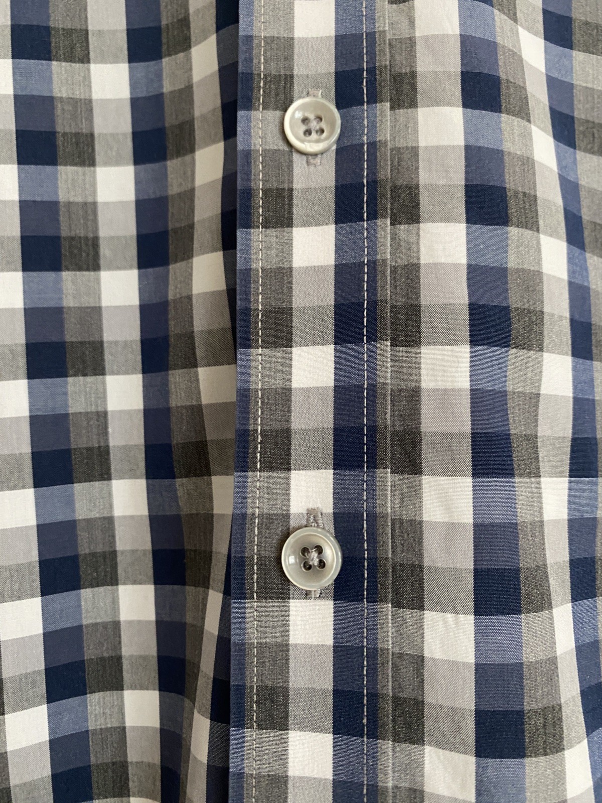 Todd Snyder NY Melange Yarns Gingham Check Shirt Blue Grey Mens Large 16.5 32/33