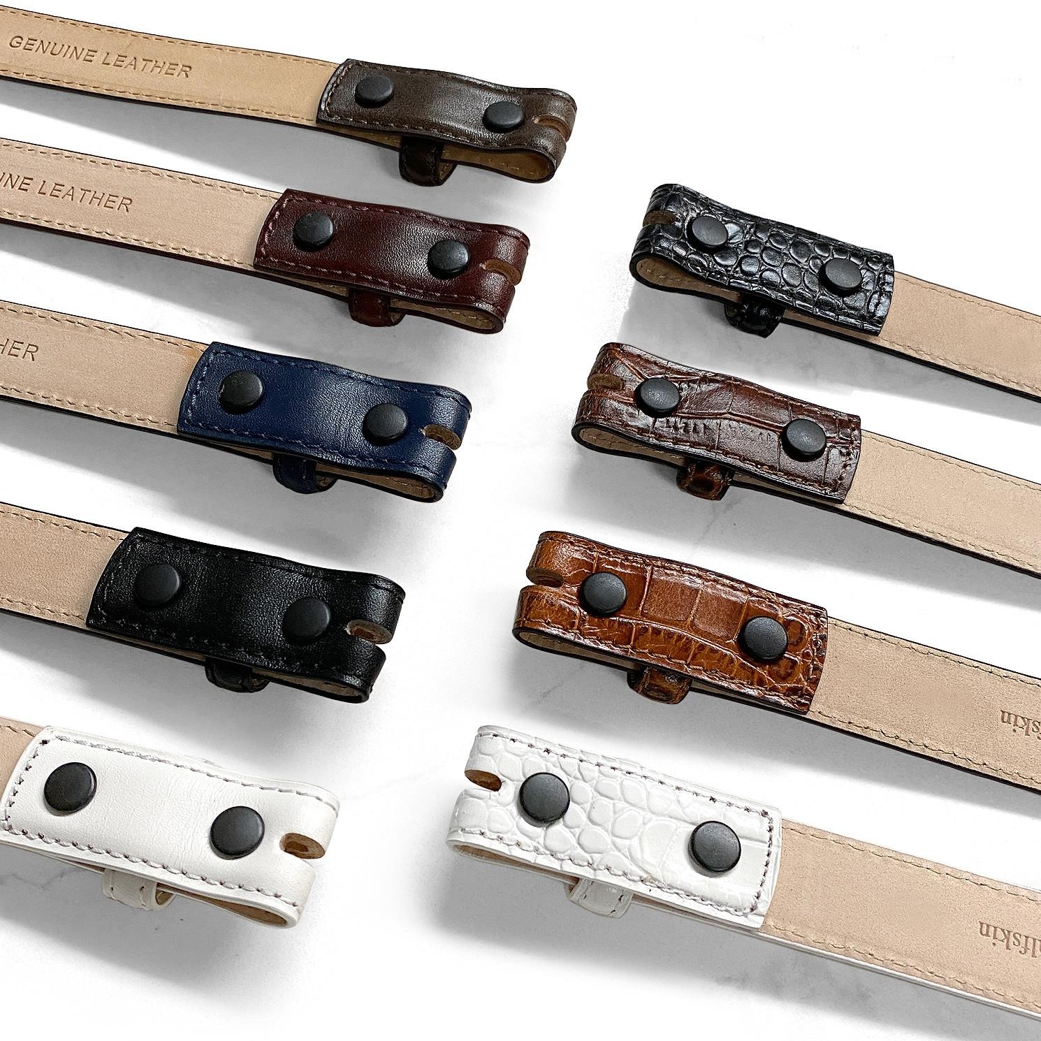 Italian Calfskin Genuine Leather Dress Belt Strap with Snaps 1″ (25mm) Wide