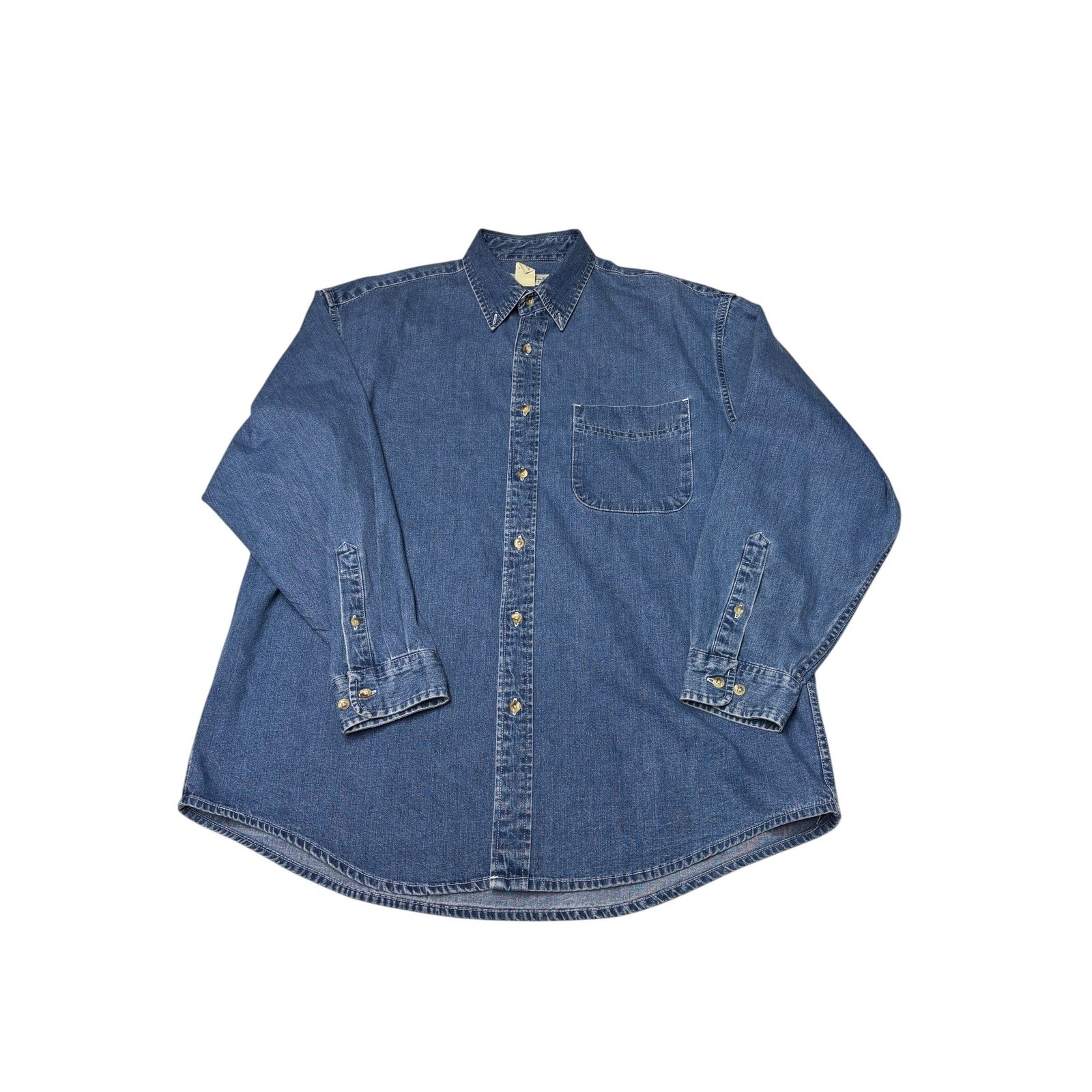 Vintage Eddie Bauer Mens Denim Button Down Shirt Long Sleeve Cotton Singapore L