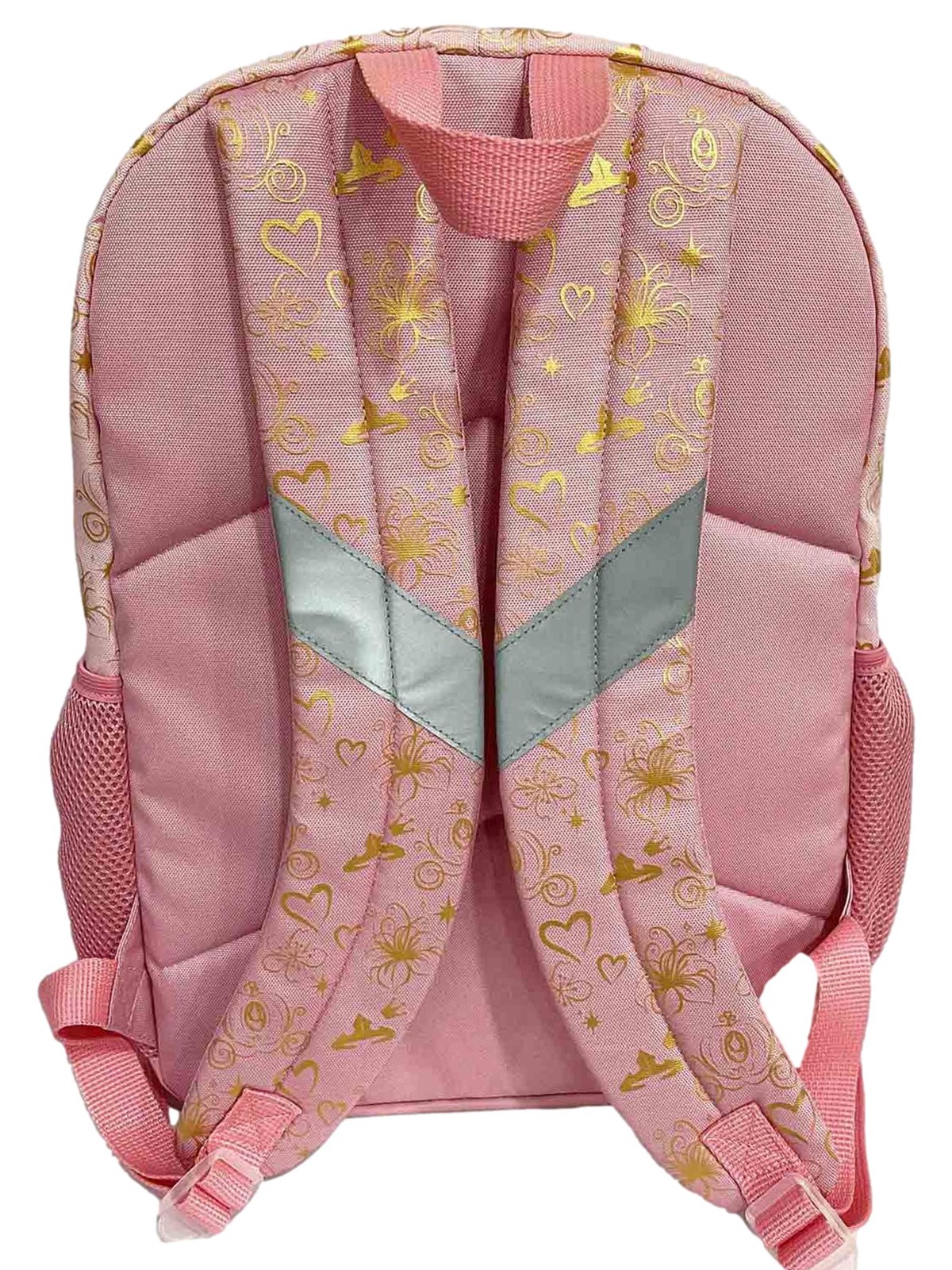 Disney Princess 17 inch Pink & Gold Backpack with 6 Princesses, School Bookbag