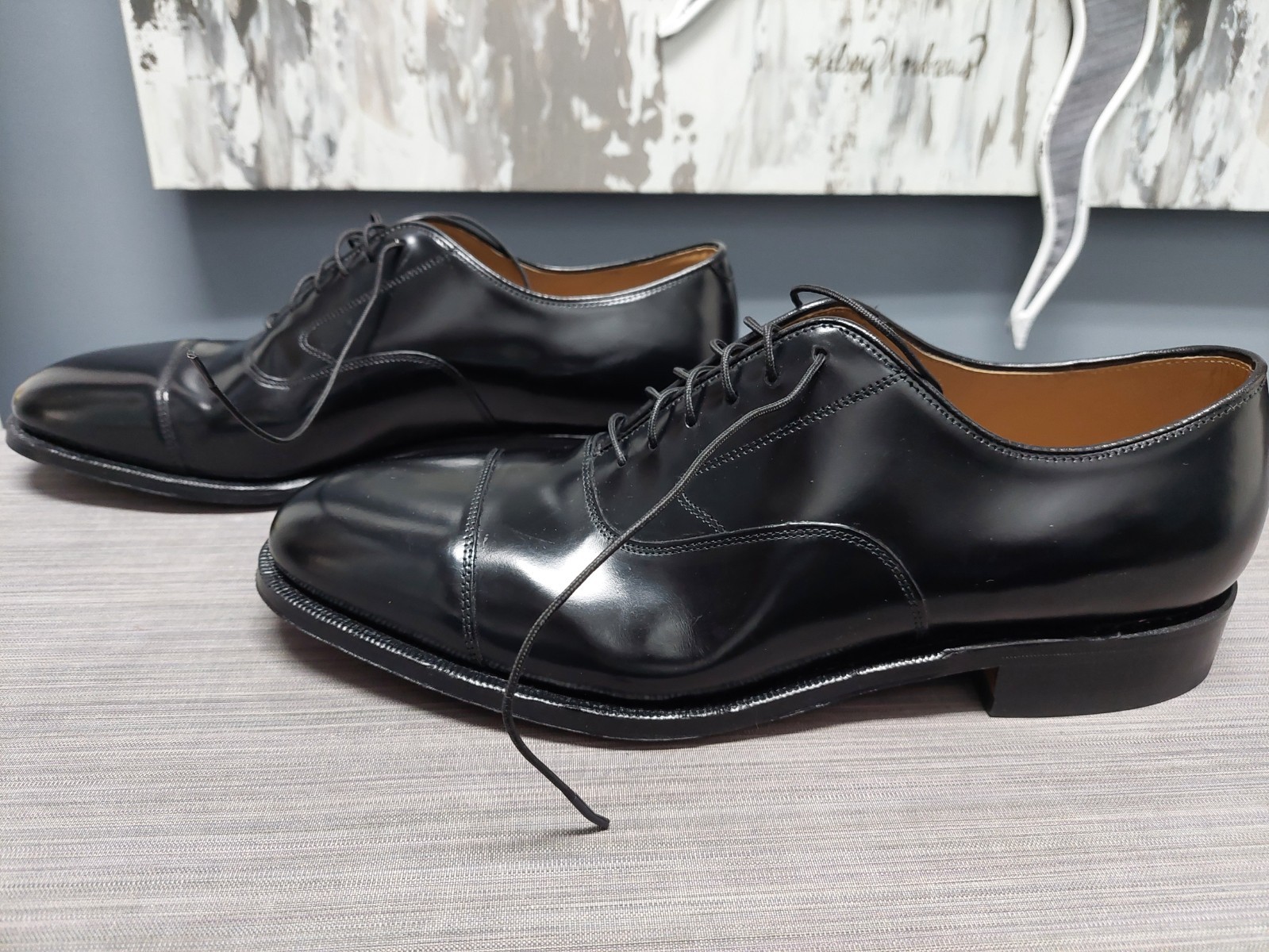 Johnston Murphy Men’s Optima Melton Cap Toe Shoes Sz 10.5 E/C Black