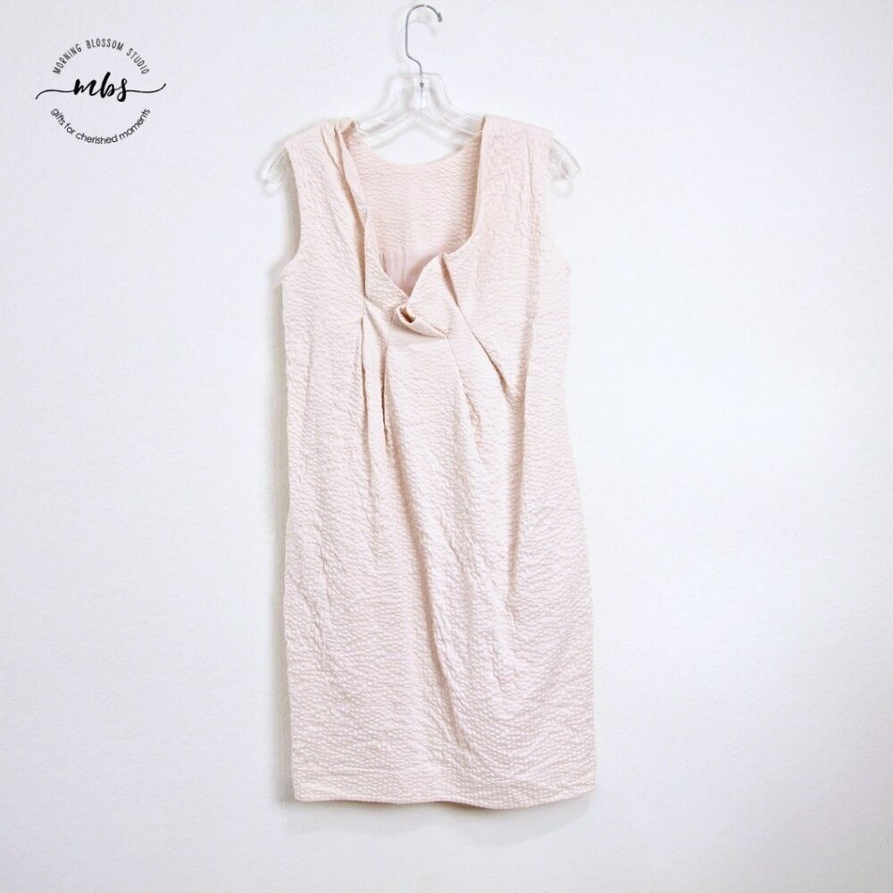 COS Textured Sleeveless Pockets Lined Cotton Midi Shift Dress Beige Women 6