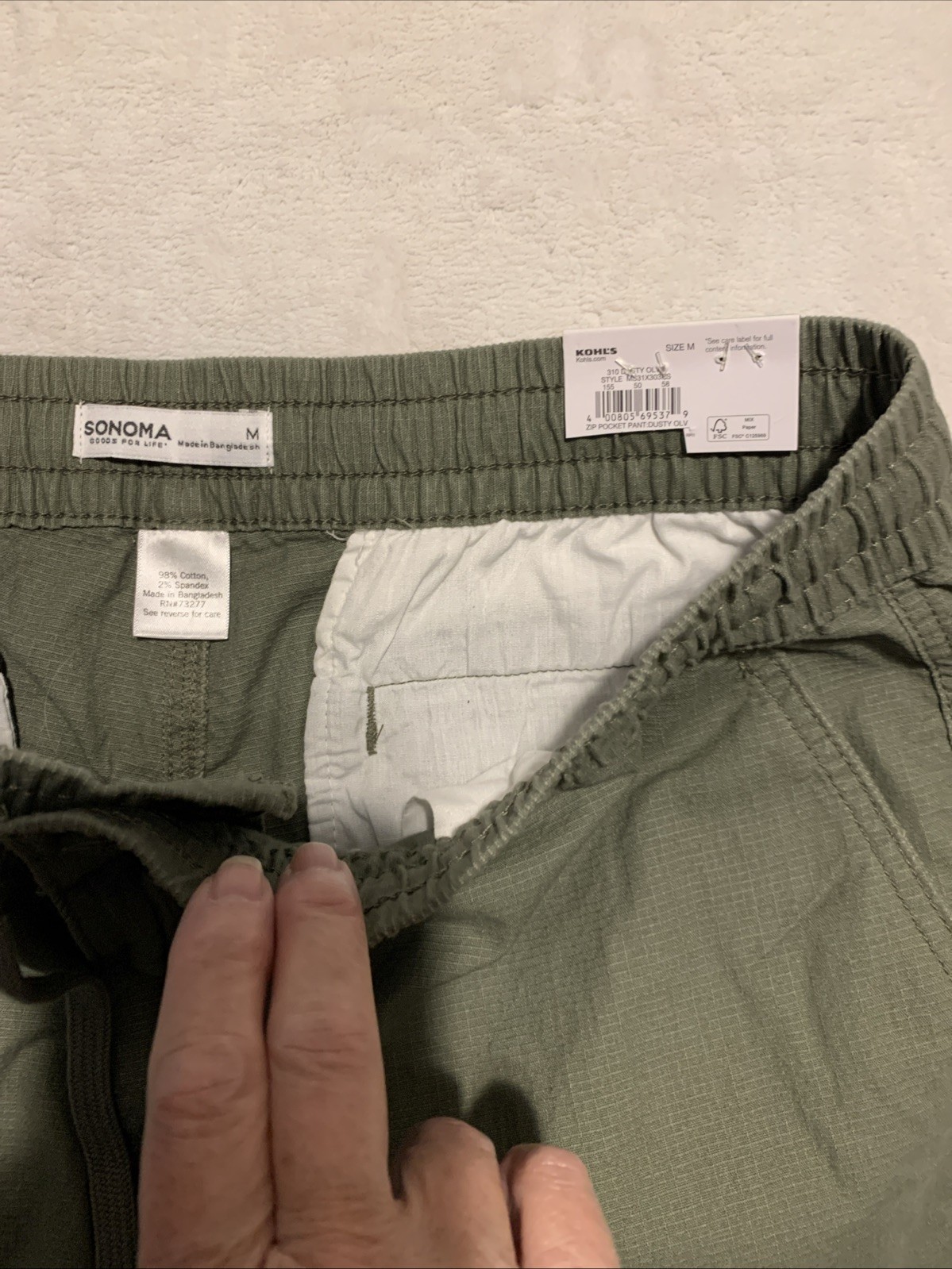 Sonoma Everyday Tech Pants Mens Medium Olive Green Straight Leg NEW