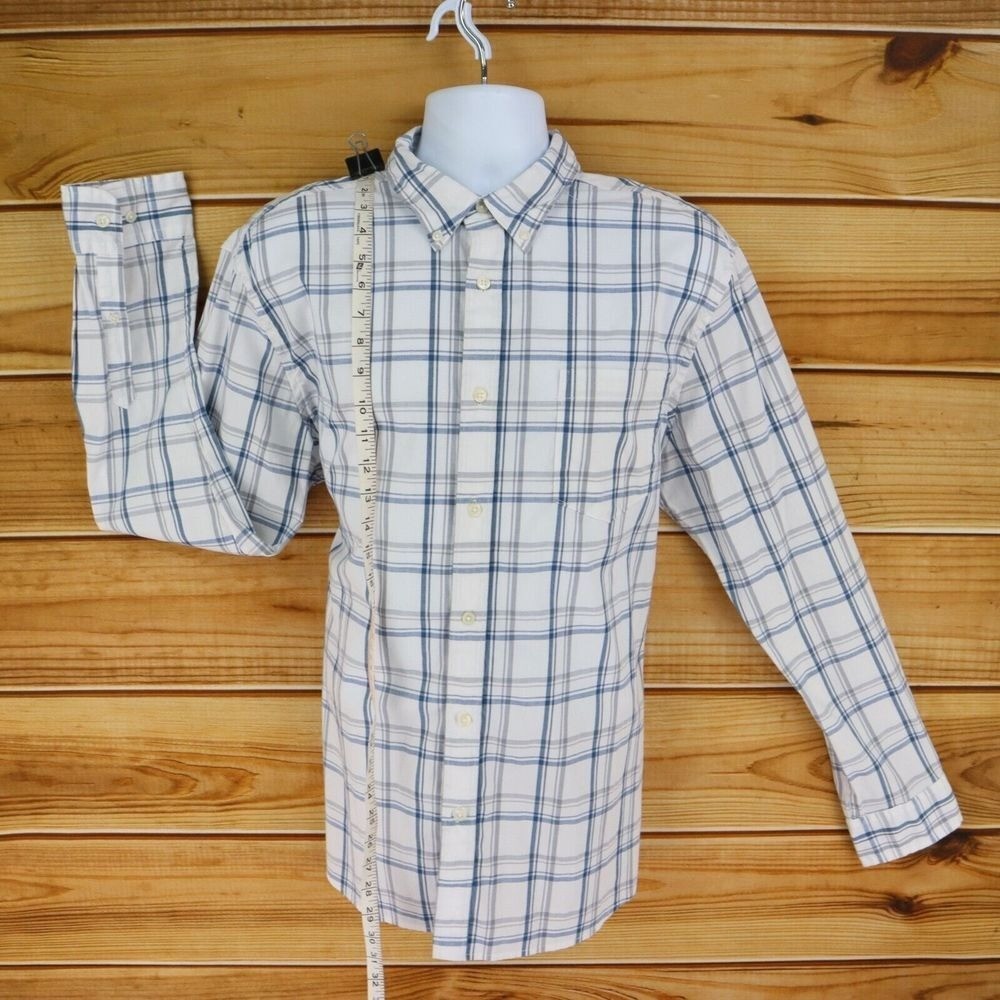 Sonoma Goods For Life Shirt Button Down Collar Size XL White Blue Gray Plaid