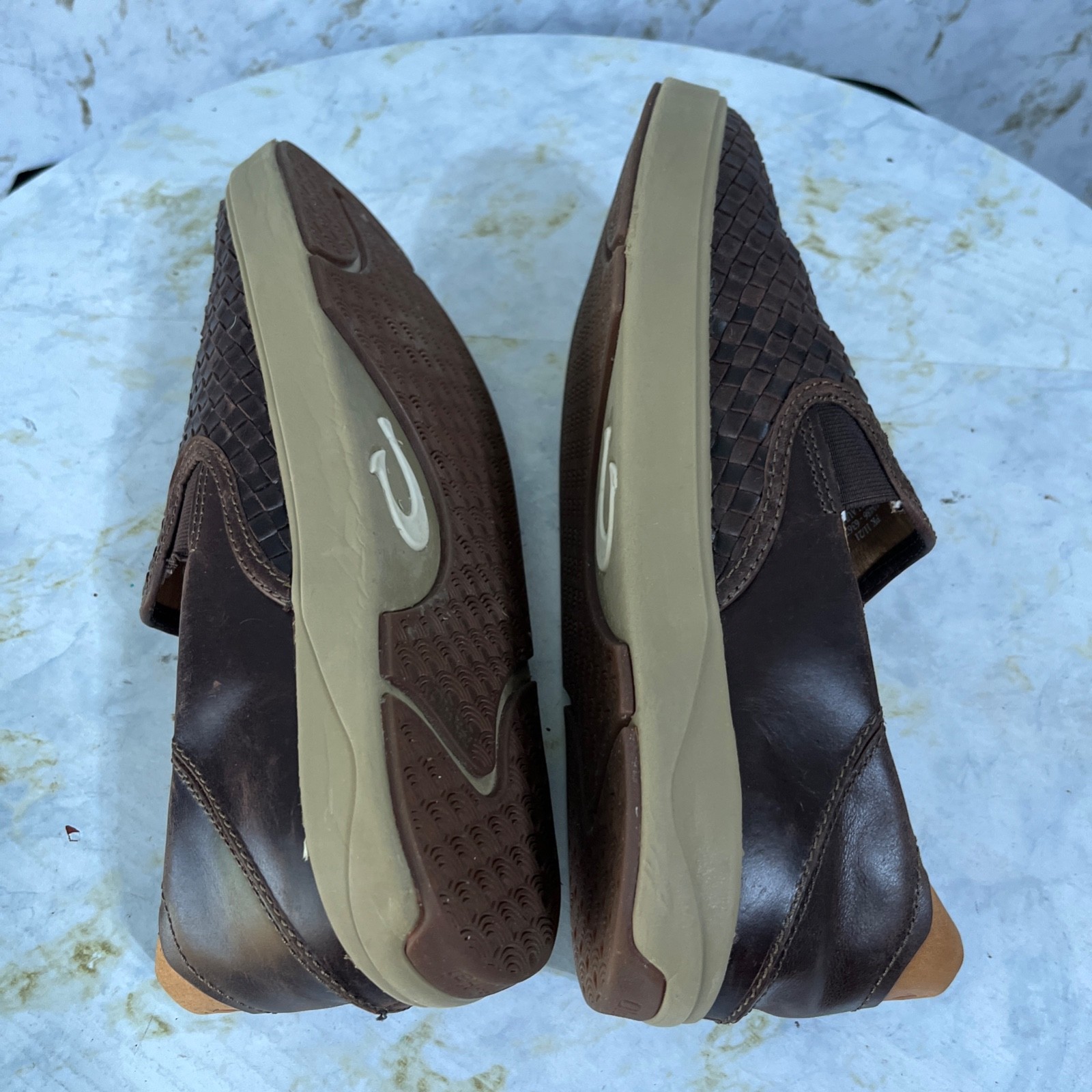 Olukai Lae’ahi LauHala Mens Size 11 Shoes Brown Leather Comfort Casual Sneaker