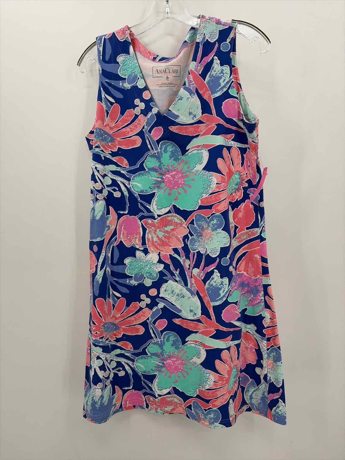 Pre-Owned Ana Clare Blue Size Large Knee Length Sleeveless Dress