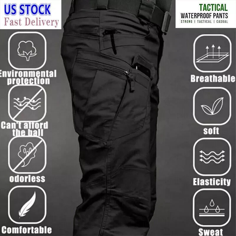 Men Tactical Cargo Pants Soldier Straight-fit Work Combat Outdoor Trousers US