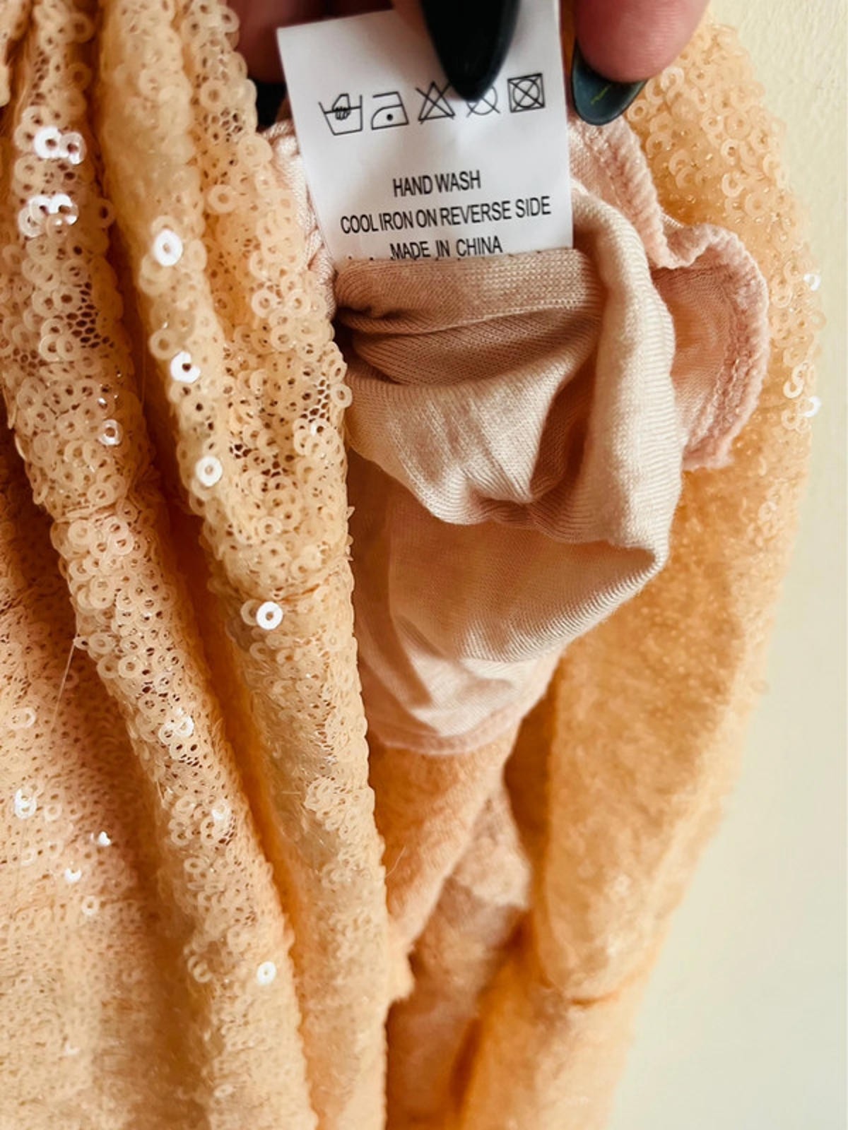 TFNC Showstopper Size 12 Peach Long Sequin Maxi Dress Prom Dress Cocktail Party