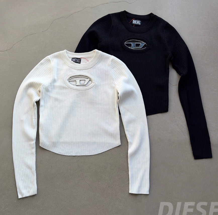 2025Autumn Diesel Lady New Hollowed Out Knitted Long Sleeved Sweater