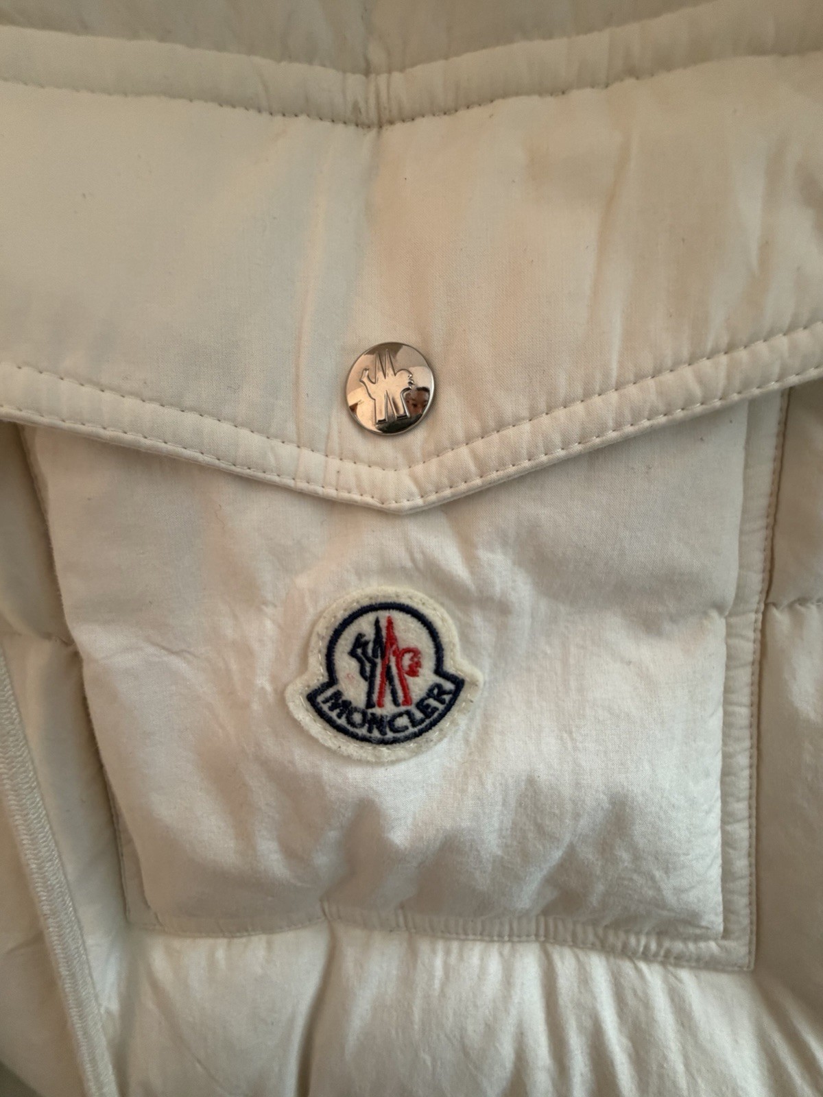Moncler Karakorum 1954 White Hooded Down Puffer Jacket Snap Front Womens M