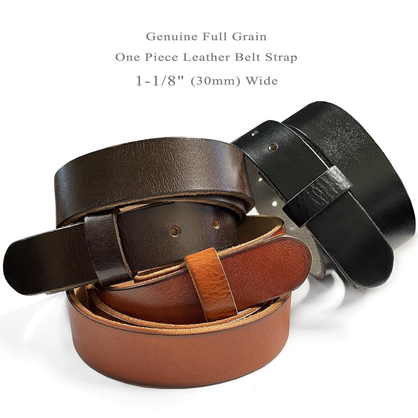 BS100 Genuine Full Grain One Piece Leather 1-1/8″(30mm) Wide Dress Belt Strap
