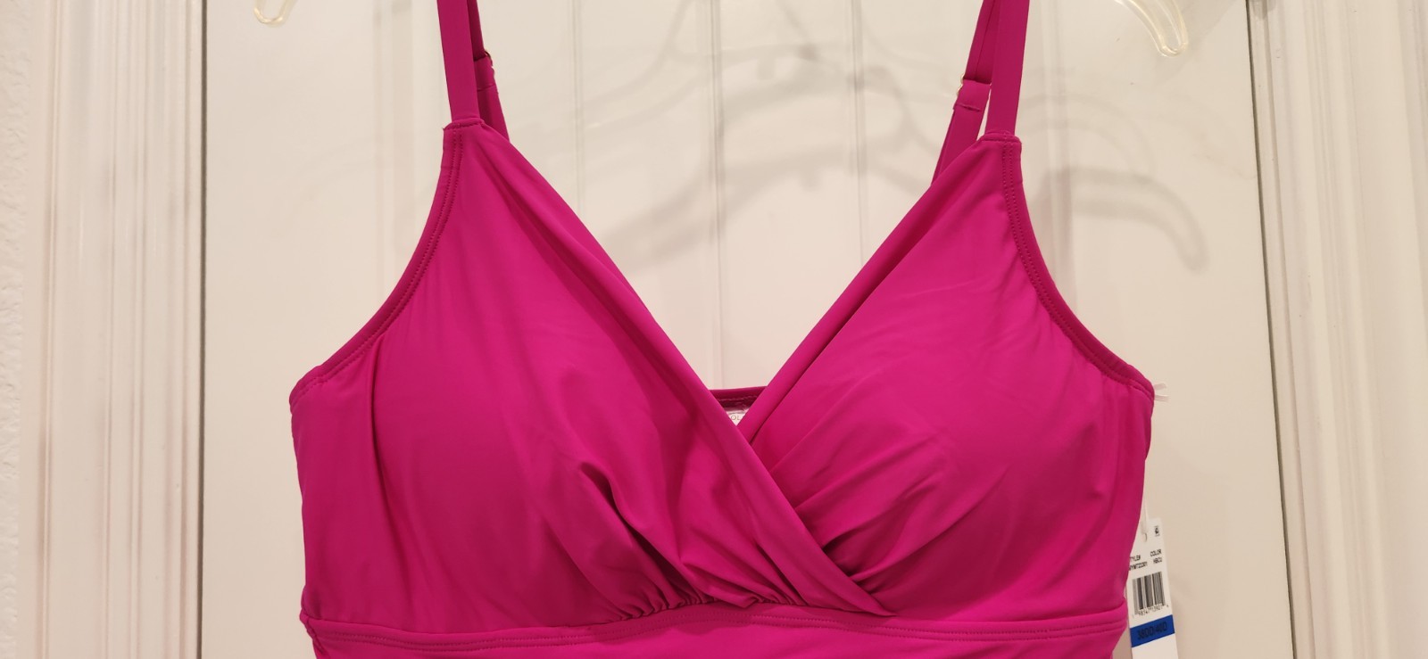Anne Cole HOT PINK Solid One Piece Swimsuit L 38DD/40D DD Cup Adjustable Strap.