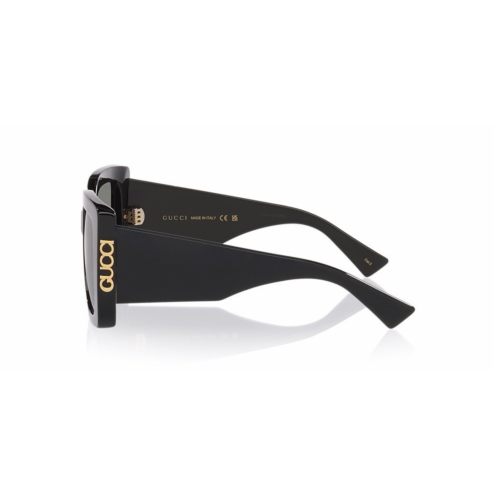 GUCCI GG2039S 001 Black Gold Grey Gradient Lens Women Sunglasses Large AUTHENTIC