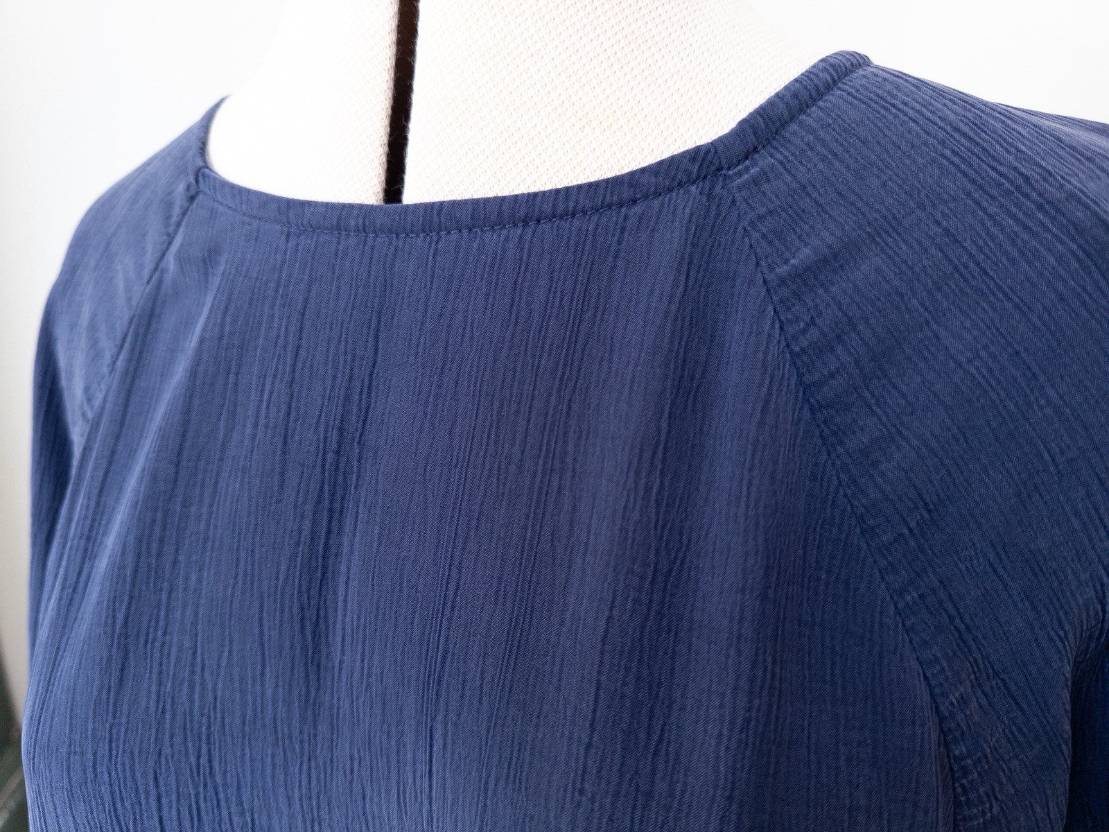 Oliver Bonas Modal Navy floaty Smock Midi Dress UK 10 Ruffle Hem 3/4 Sleeve