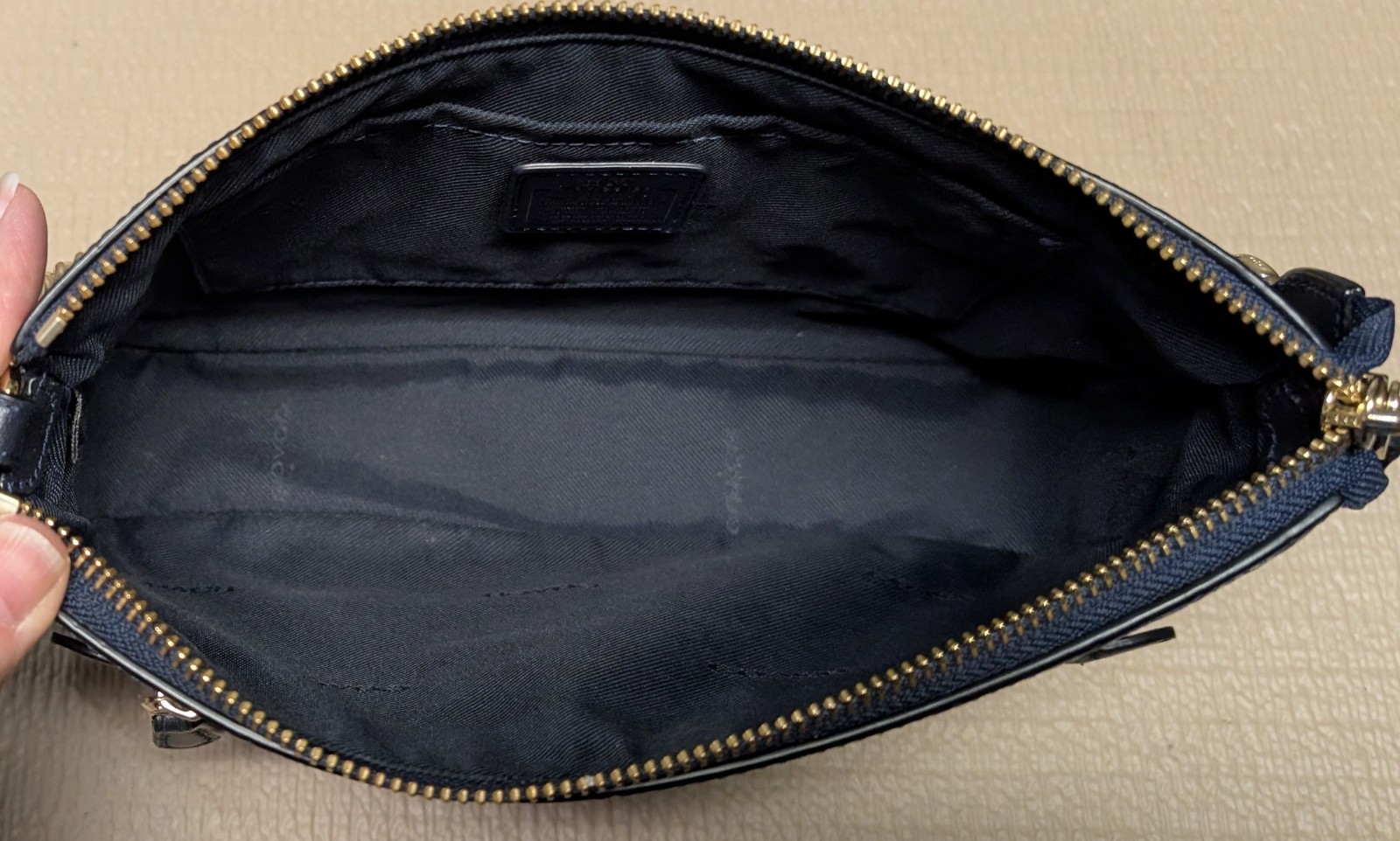 Coach Nolita 24 in Croc Embossed Leather Wristlet 65099 Navy Blue