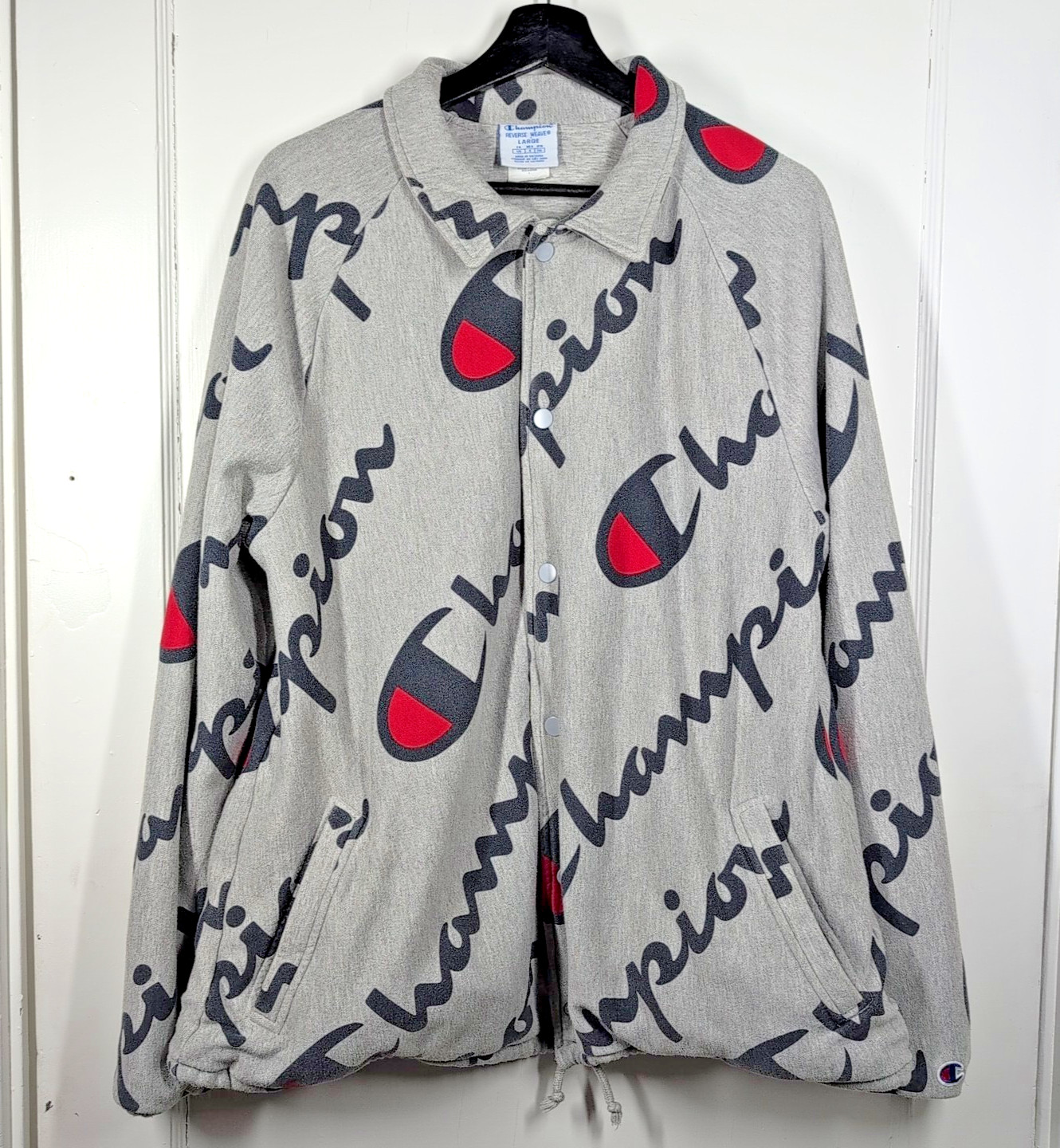 Vintage Champion Reverse Weave Bomber Varsity Jacket Button-Up Men’s Sz Large