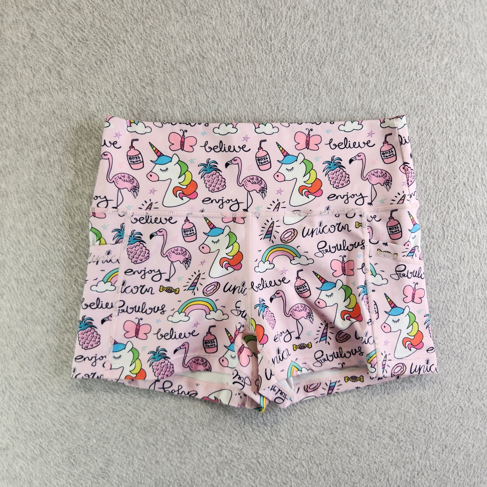 Constantly Varied Gear Shorts Womens S Pink Flamingo Unicorn Butterfly Rainbow