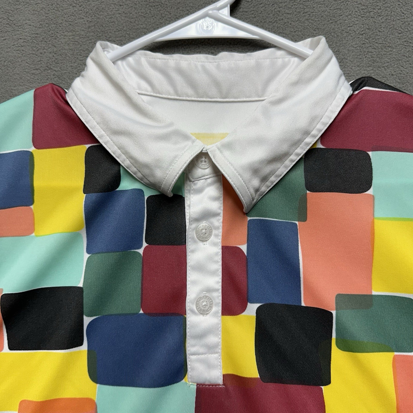 Loudmouth Shirt Mens Large White Colorblock Golf Polo Short Sleeve Performance