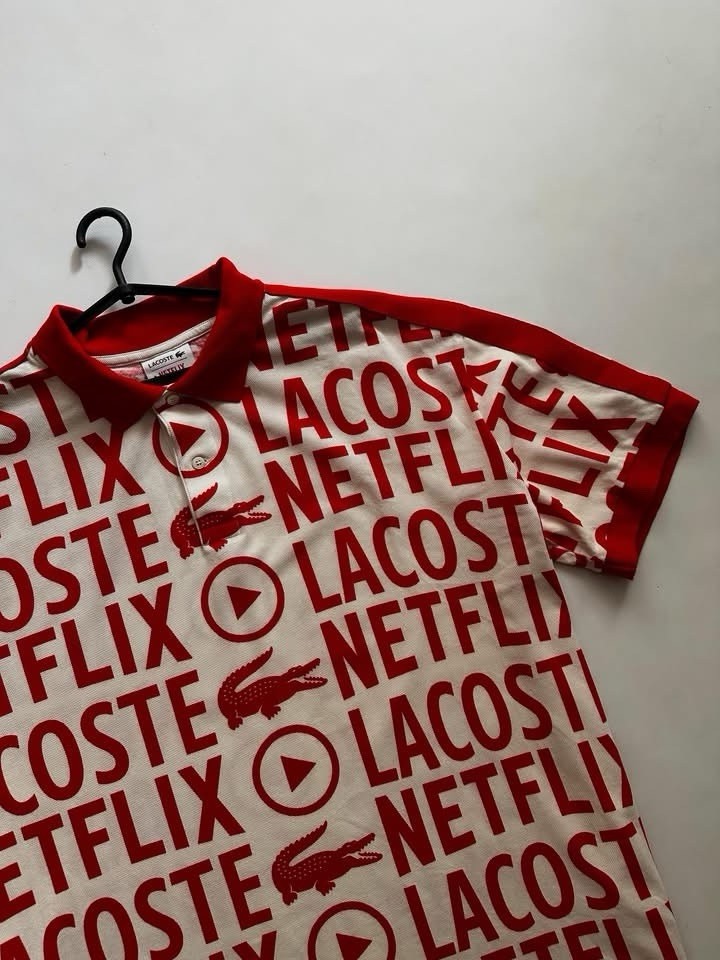 Lacoste X Netflix Polo Limited Edition Red & White Extra Large Loose Fit