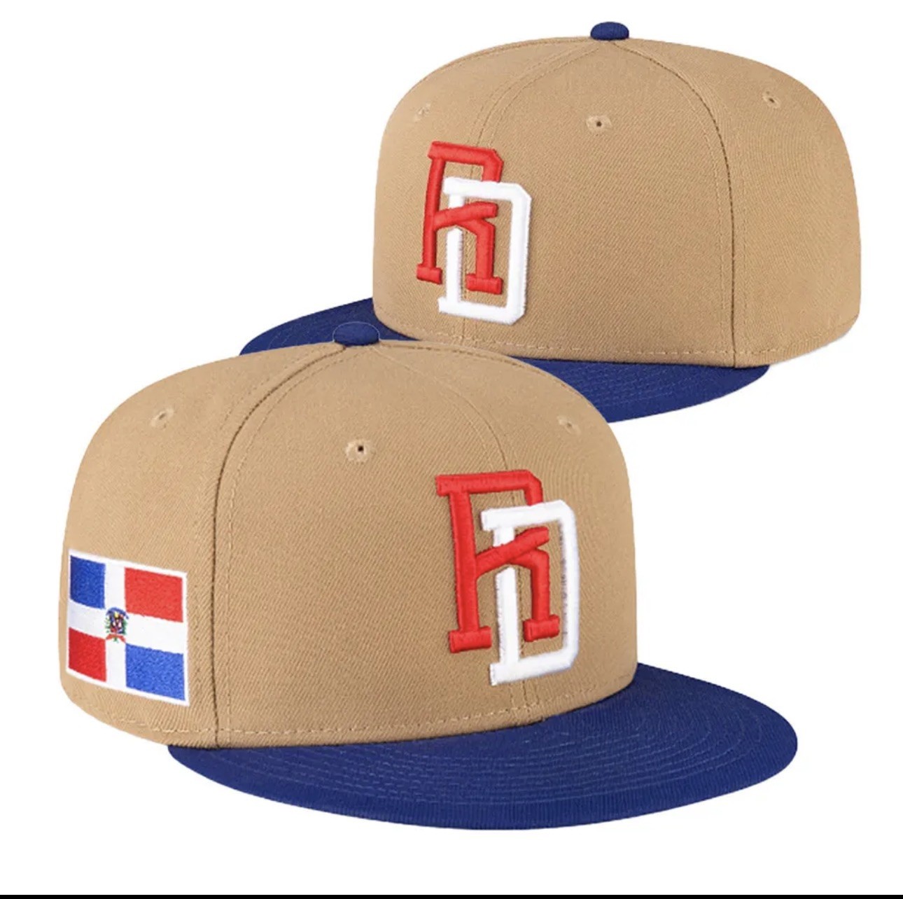 New Era Dominican Republic Flag WBC 59Fifty Fitted Hat Khaki 2-Tone Size 7 1/4