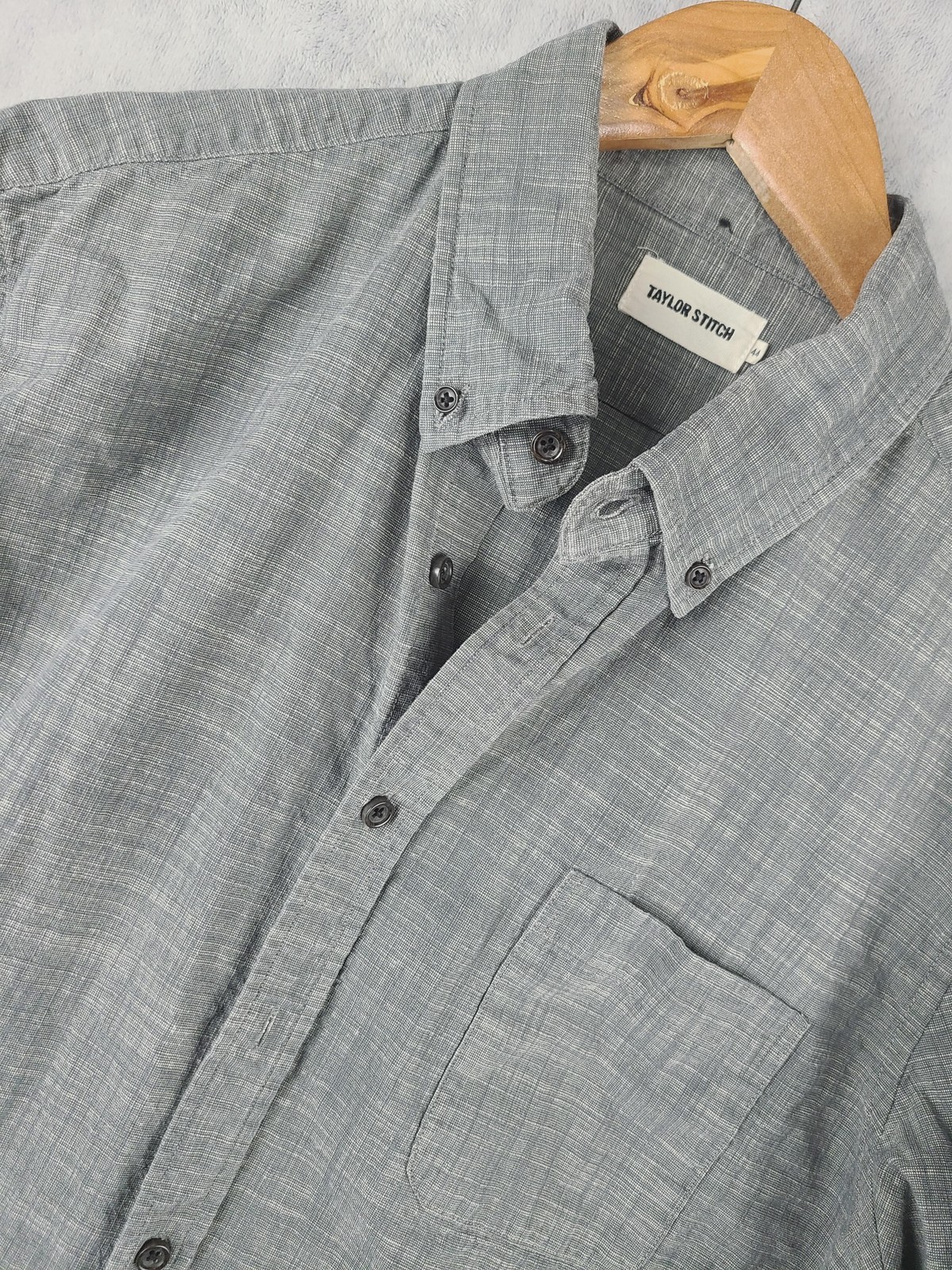 Taylor Stitch Shirt Mens 44 Gray Check Organic Cotton Button Down Casual