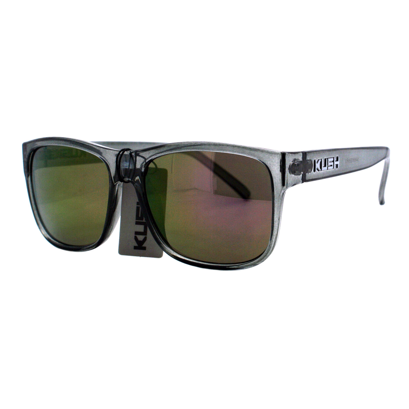 KUSH Unisex Sunglasses Slate Gray Square Frame Mirror Lens UV 400