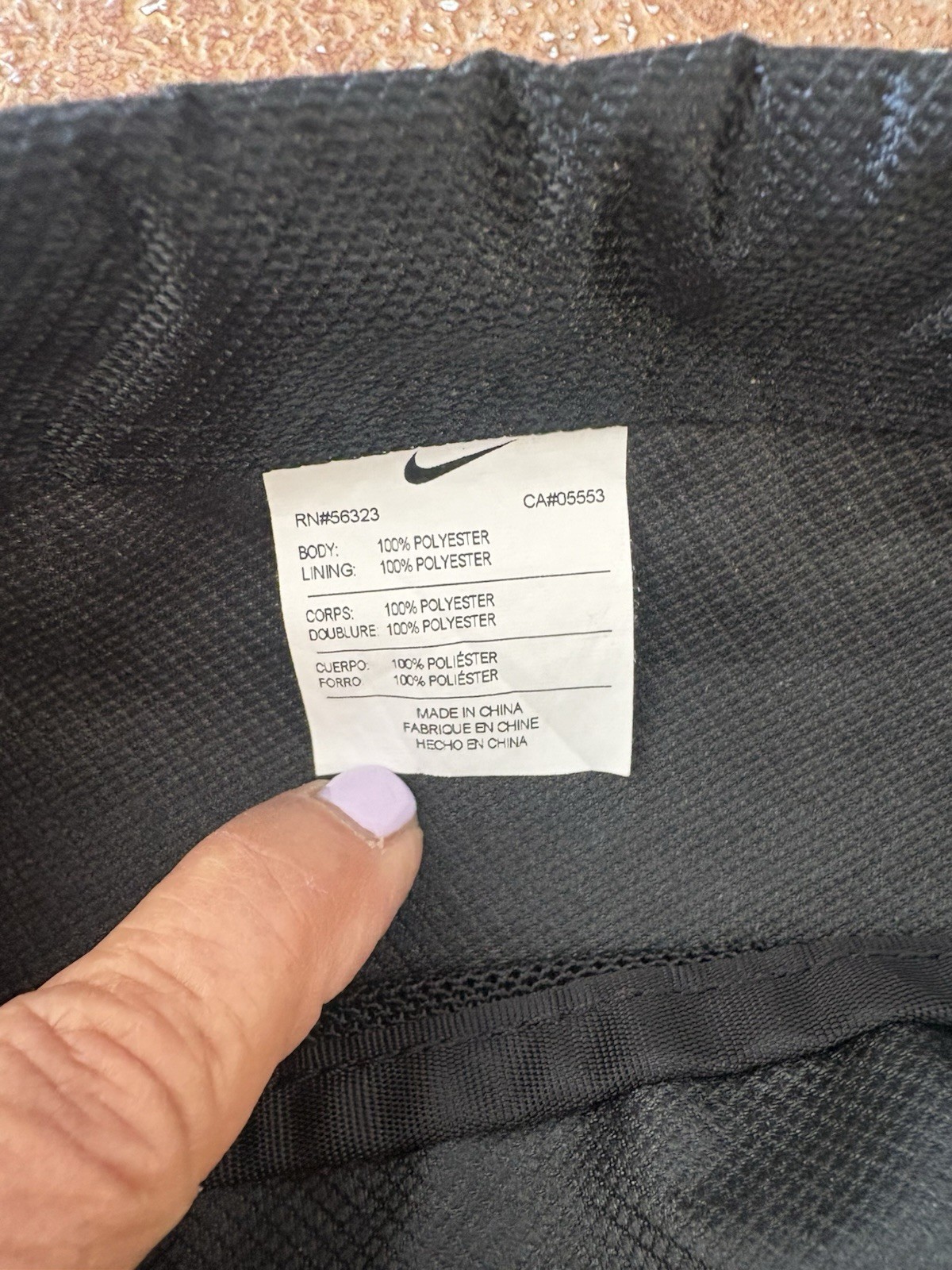 Nike Drawstring Backpack Black COCACOLA Branding Zip front pocket FREE SHIP