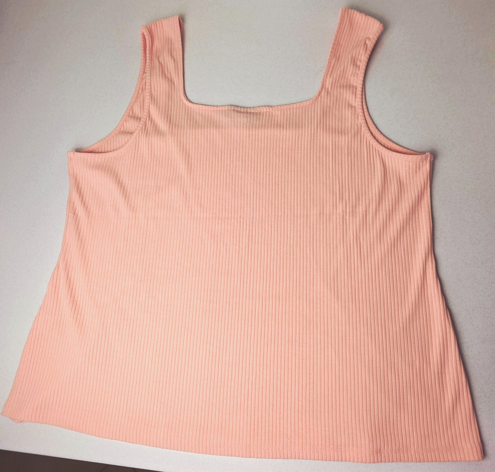 INC International Concepts Peach Ribbed Tank Square Neck Sleeveless Top Size 3X