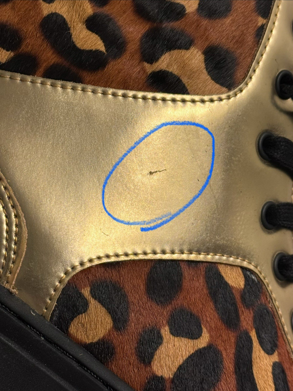 Creative Recreation Cesario men’s Hi Top sneakers Gold Leather Animal Print 10 M