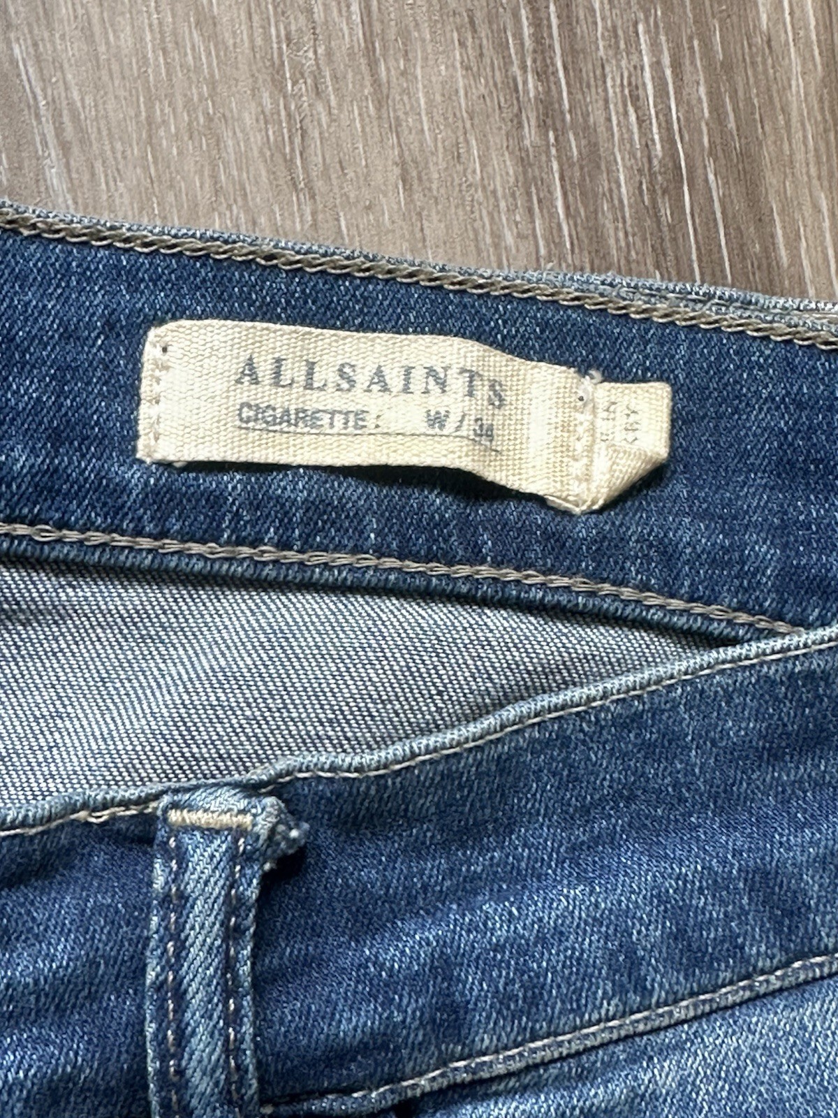 ALLSAINTS Men’s Blue Denim Skinny Slim Cigarette Jeans Size 34