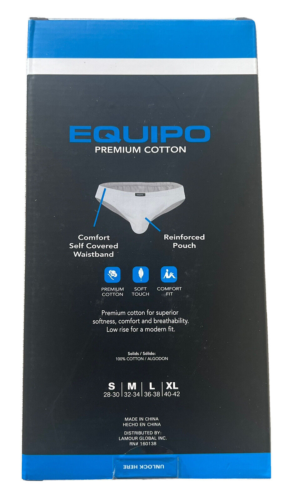 Men’s equipo 5-pack Solid Bikini Briefs (Black) No Fly Premium Cotton Underwear