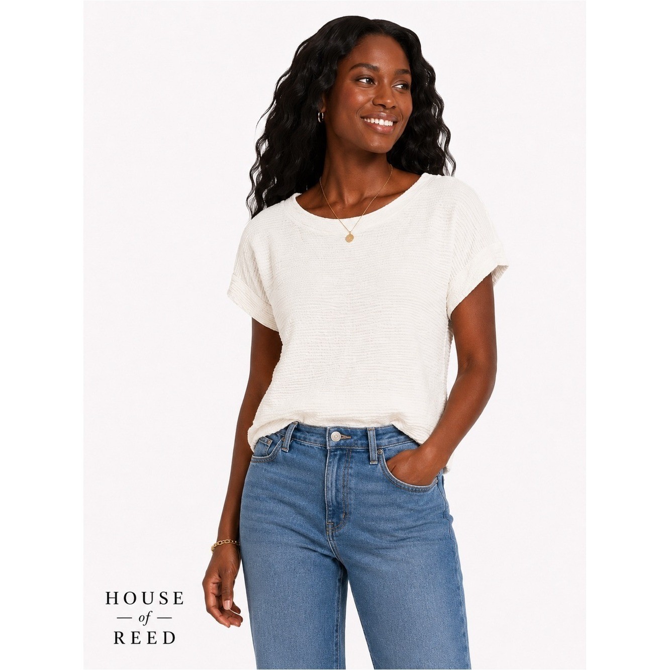 Calvin Klein White Textured Cotton Gauze Top M Minimalist Boho Summer Blouse