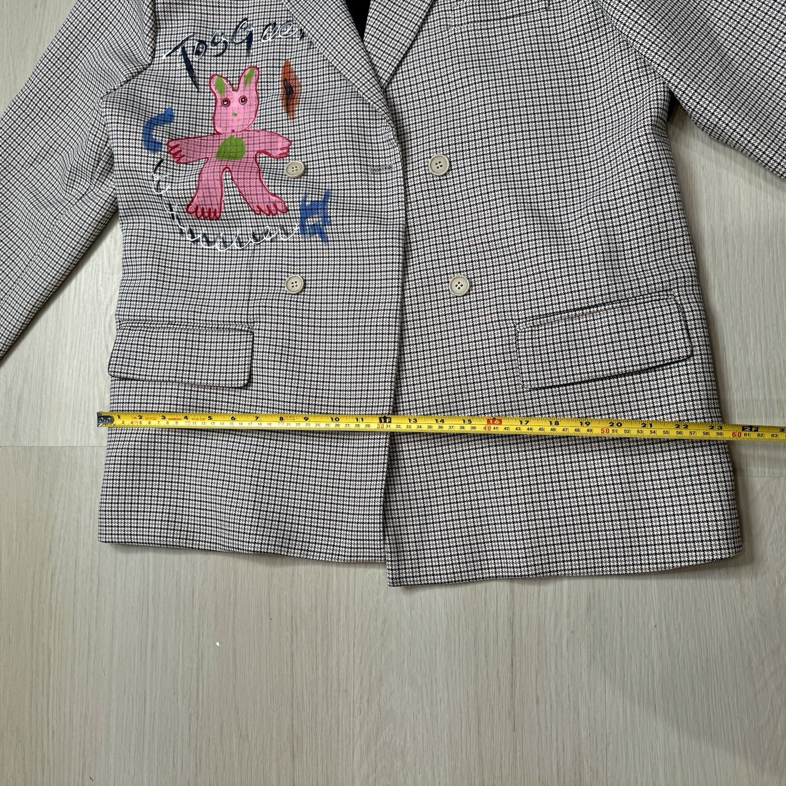 THELEADER Men’s Gray Houndstooth Embroidered Lined Blazer Pockets Size M
