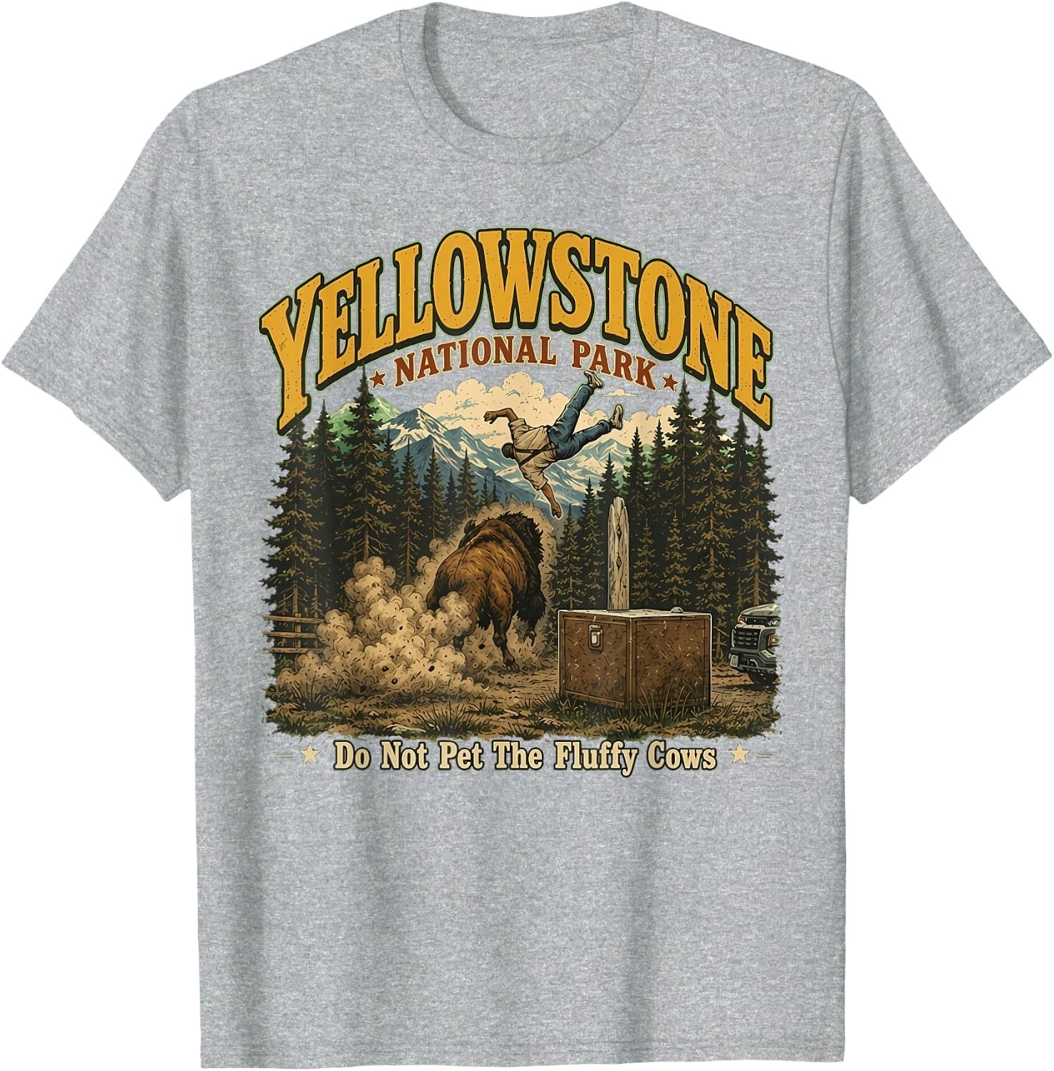 Yellowstone National Park Do Not Pet The Fluffy Cows Vintage T-Shirt