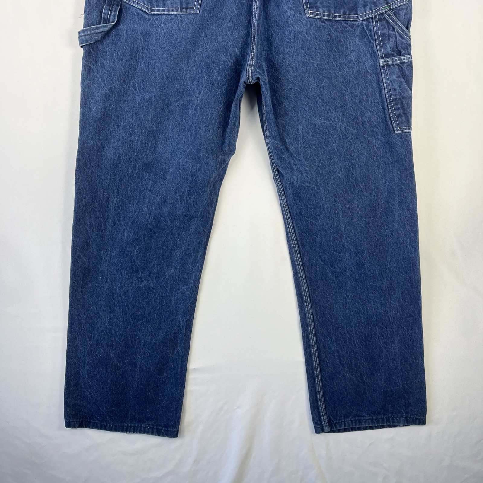 Big Smith Carpenter Bib Overalls 38×32 Made USA Workwear Button Fly Blue Nice!!