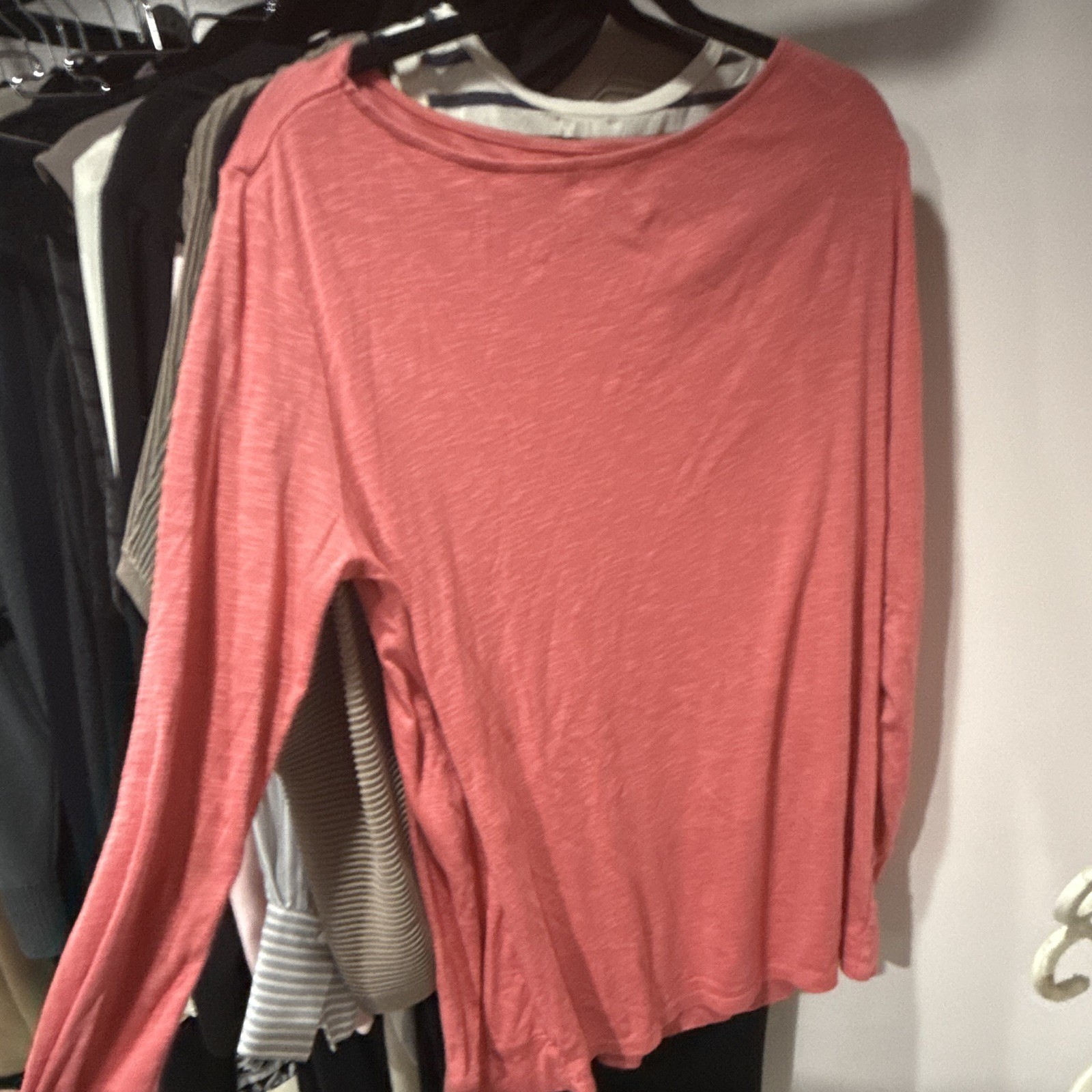 J. Jill Women’s Maternity L Pink Solid Knit Cotton Long Sleeve Boat Neck Tunic