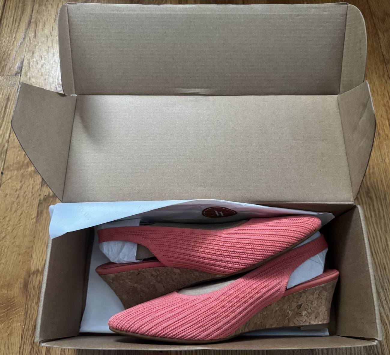 Vivaia Tamia Slingback Wedge Pro, 7.5, Old Money Arch Support, Salmon Pink, Rare