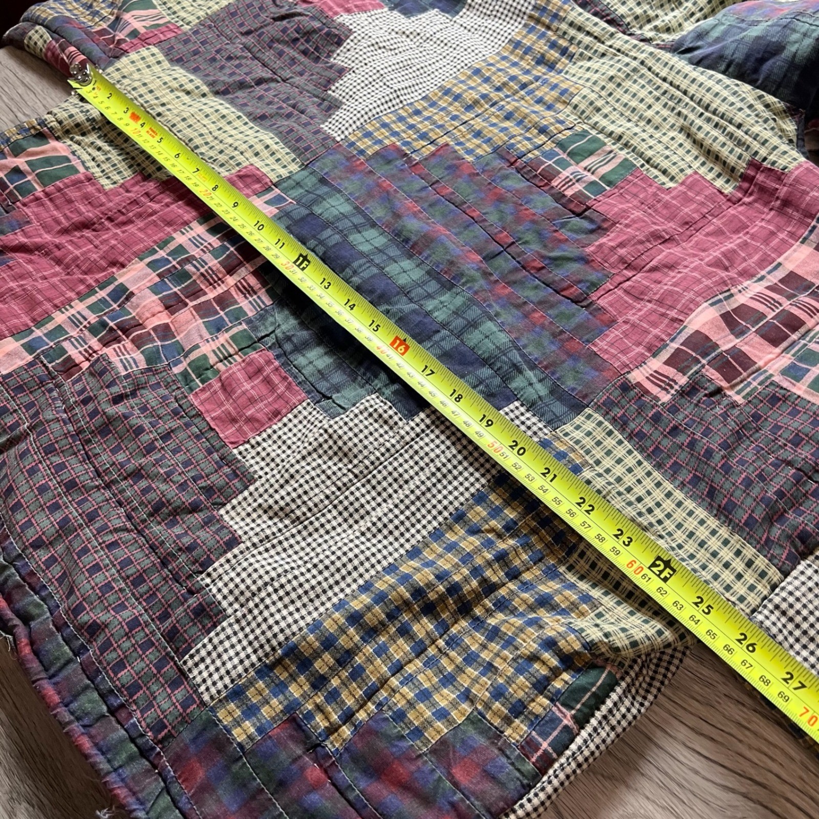 Unbranded Patchwork Quilt Hoodie Unisex XL Multi Plaid Log Cabin Boho Vintage